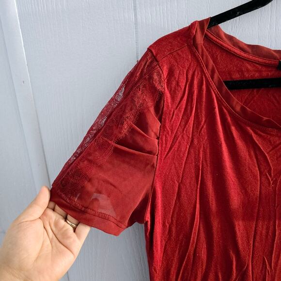 MNG by Mango Burnt Orange Ruffle Lace Sleeve size 10 Classic Coquette Feminine - Picture 3 of 6